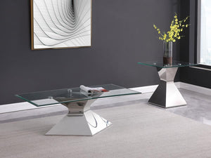 Jenny - Rectangular Coffee Table Set Pearl Silver 2 Pc. Coffee Table, End Table