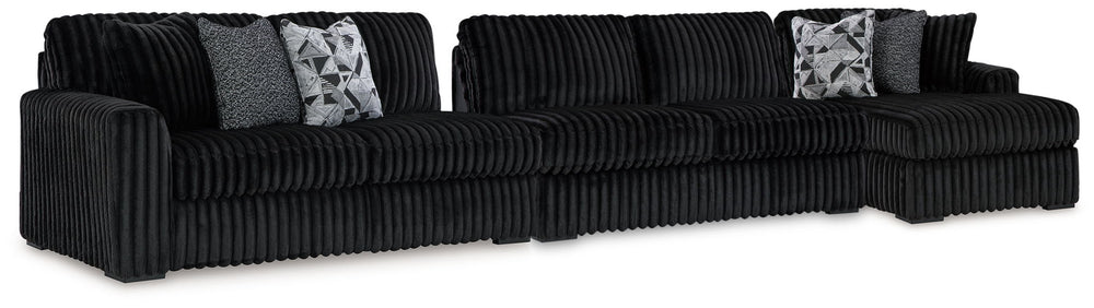 Midnight-Madness - Sectional Black 2 Pc. Left Arm Facing Corner Chaise Sectional Sofa