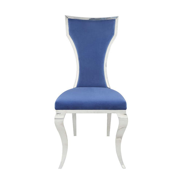 Azriel - Side Chair (Set of 2) - Blue Velvet & Mirroed Silver