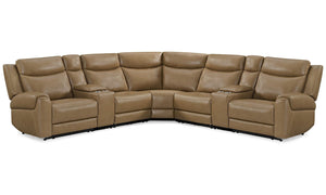 Momentum - Modular Power Reclining Sectional With Power Adjustable Headrests Light Brown 7 Piece Modular Power Reclining Sectional