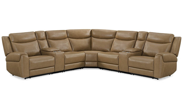 Momentum - Modular Power Reclining Sectional With Power Adjustable Headrests Light Brown 7 Piece Modular Power Reclining Sectional