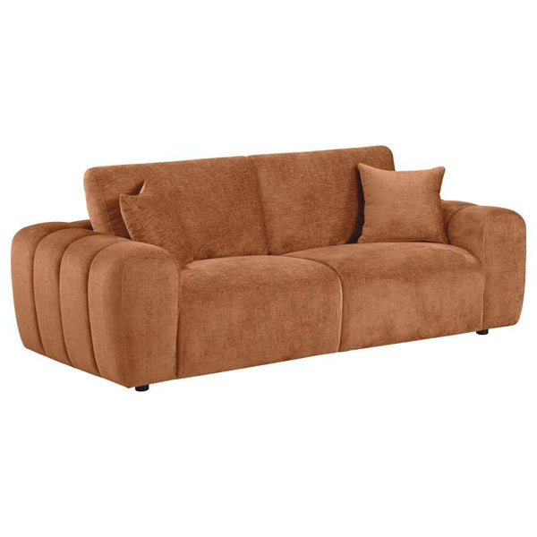 Burnett - Chenille Upholstered Wide Arm Sofa Orange
