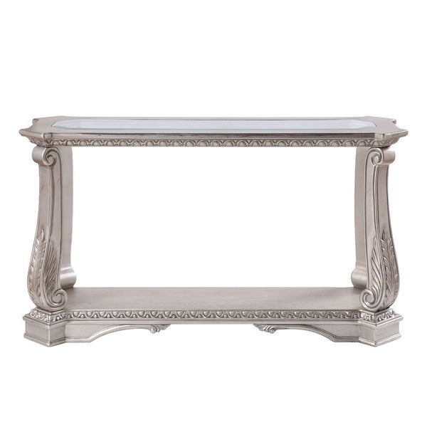 Northville - Sofa Table - Clear Glass & Antique Silver