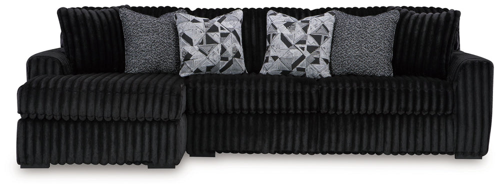 Midnight-Madness - Sectional Black 2 Pc. Left Arm Facing Corner Chaise Sectional Sofa