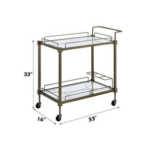 Aditya - Serving Cart - Mirrored & Antique Brass