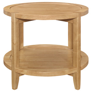 Camillo - Round Solid Wood Side End Table - Maple