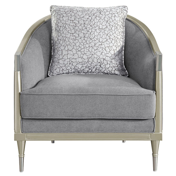 Fernando - Chair With Pillow - Gray Chenille & Champagne