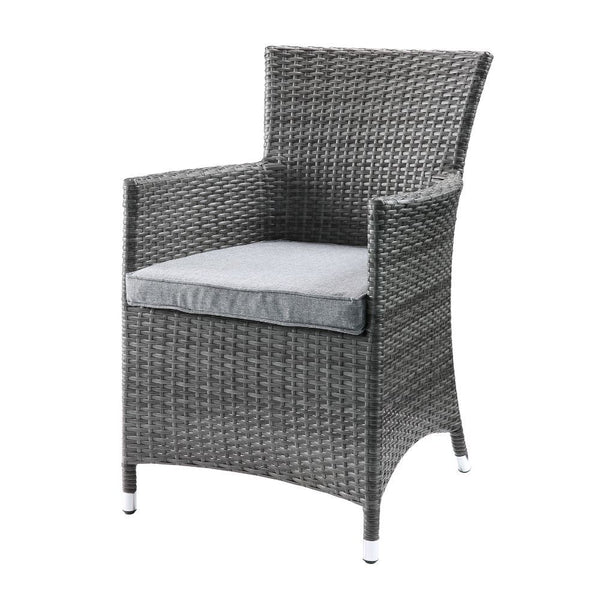 Tashelle - 3 Piece Patio Bistro Set - Gray Fabric & Gray Wicker