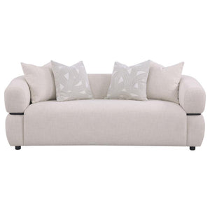 Jeanette - 84" Fabric Upholstered Round Arm Sofa - Beige