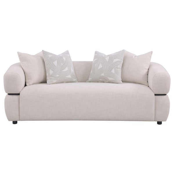 Jeanette - 84" Fabric Upholstered Round Arm Sofa - Beige