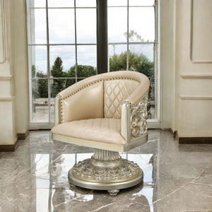Sorina - Arm Chair - Synthetic Leather & Antique Gold
