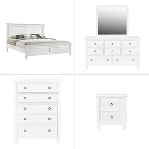 Tamarack - Bedroom Set White 5 Pc. Bed, Dresser, Mirror, Chest, Nightstand California King