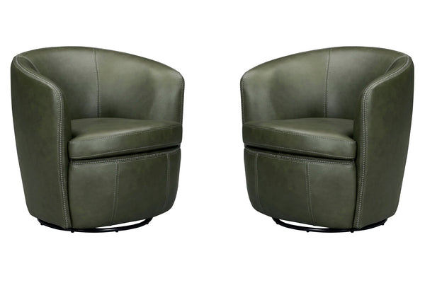 Barolo - 100% Italian Leather Swivel Club Chair (Set of 2)