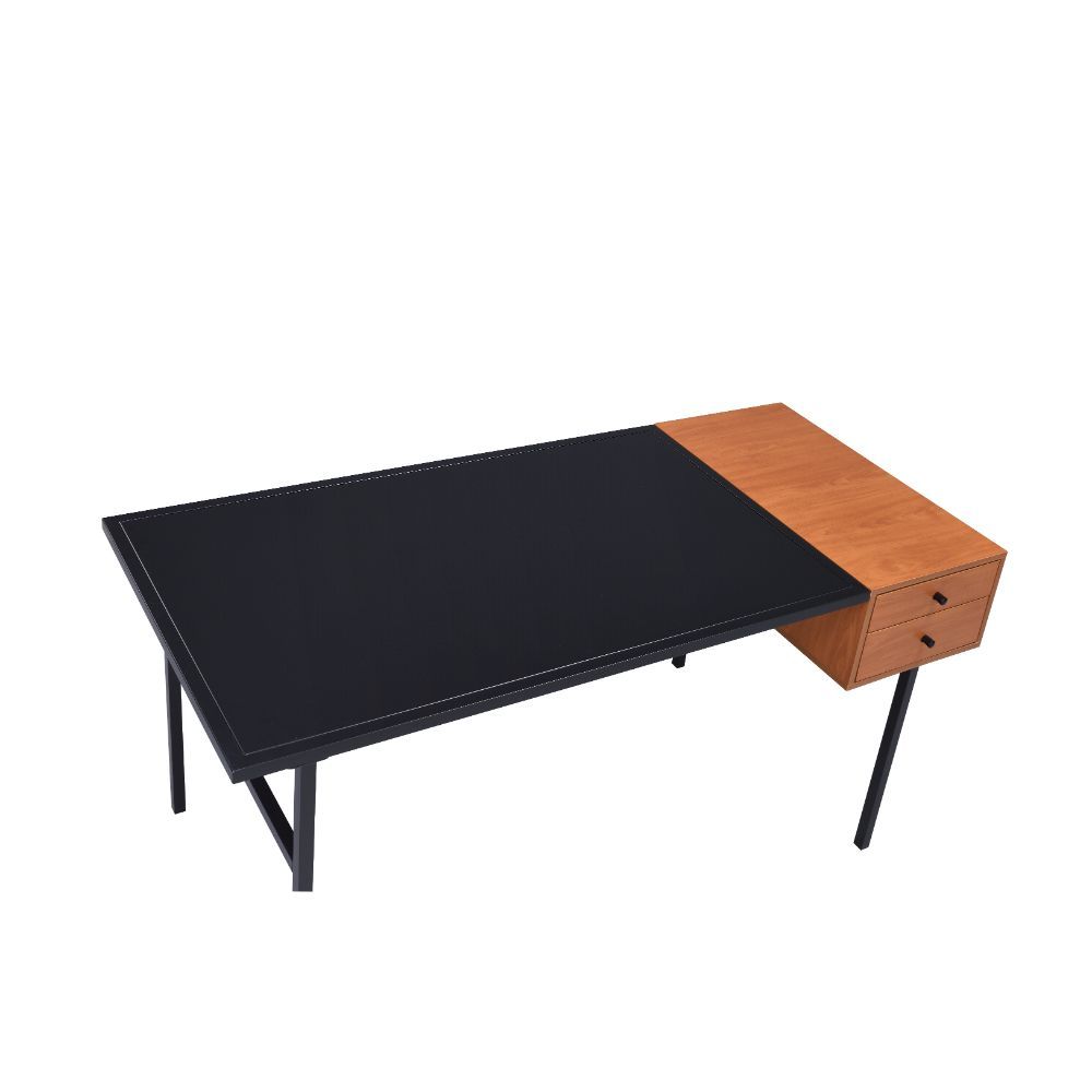 Oaken - Executive Writing Desk - Honey Oak & Black