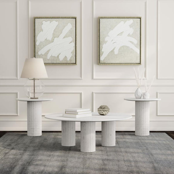 Astoria - Marble Coffee Table Set White 3 Pc. Coffee Table, 2 End Tables