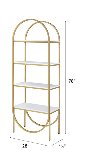 Lightmane - Bookshelf - White High Gloss & Gold