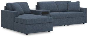 Modmax - Ink - Sectional Blue 4 Pc. Sectional With Laf Corner Chaise And Audio Console