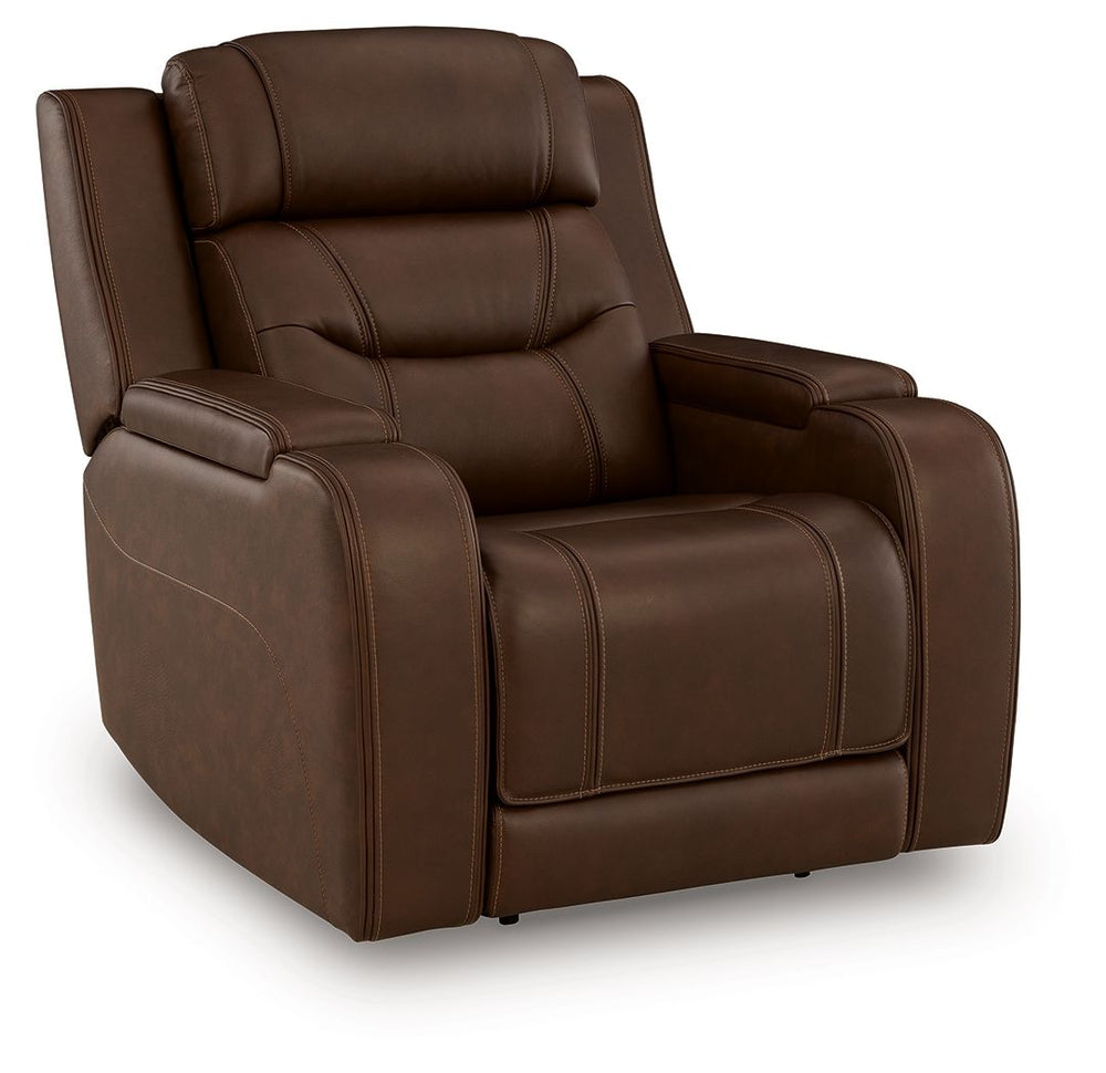Knightington - Power Recliner With Audio Seating Light Brown