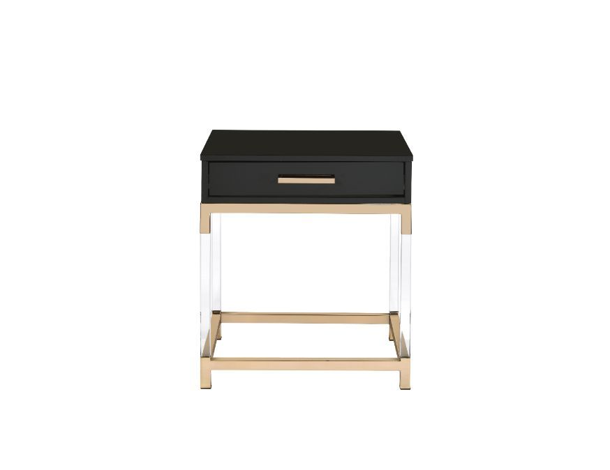 Adiel - End Table - Black & Gold Finish