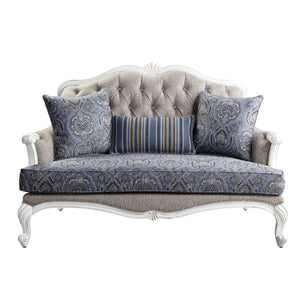 Ciddrenar - Loveseat With 3 Pillows - Fabric & White