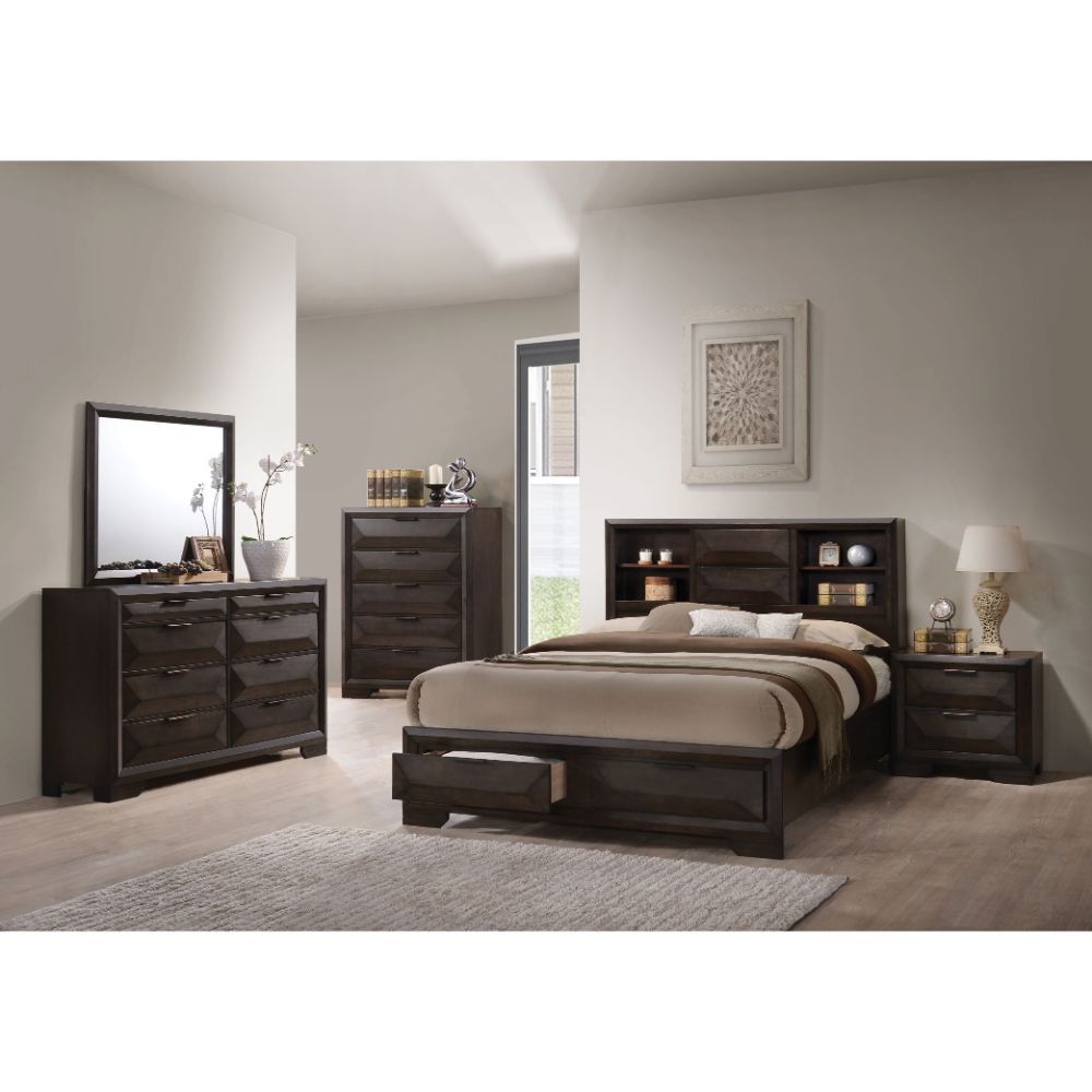 Merveille - Bed w/Storage Espresso King