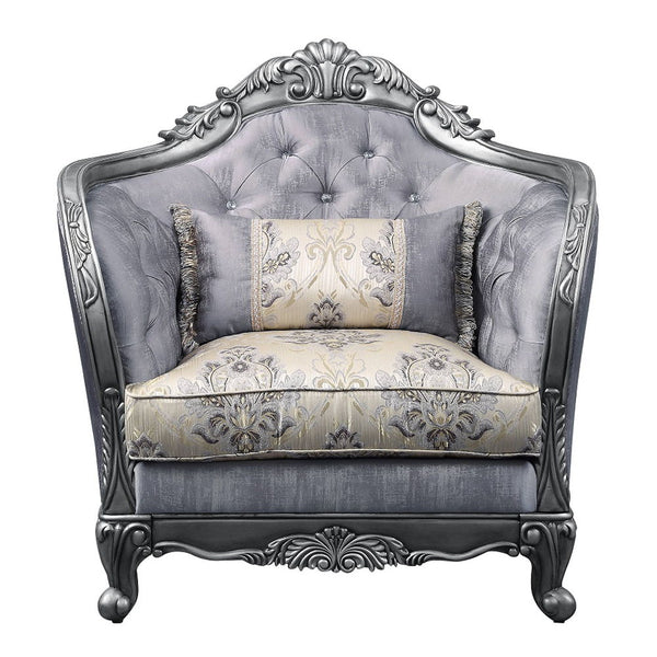 Ariadne - Chair With Pillow - Fabric & Platinum