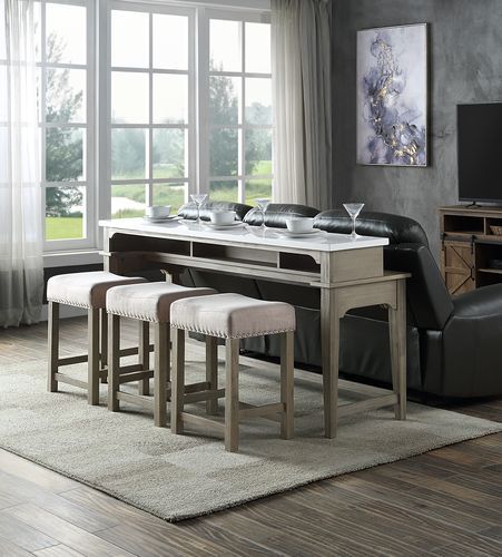 Wandella - Counter Height Set w/USB Rustic Oak 4 Pc. Dining Room Set