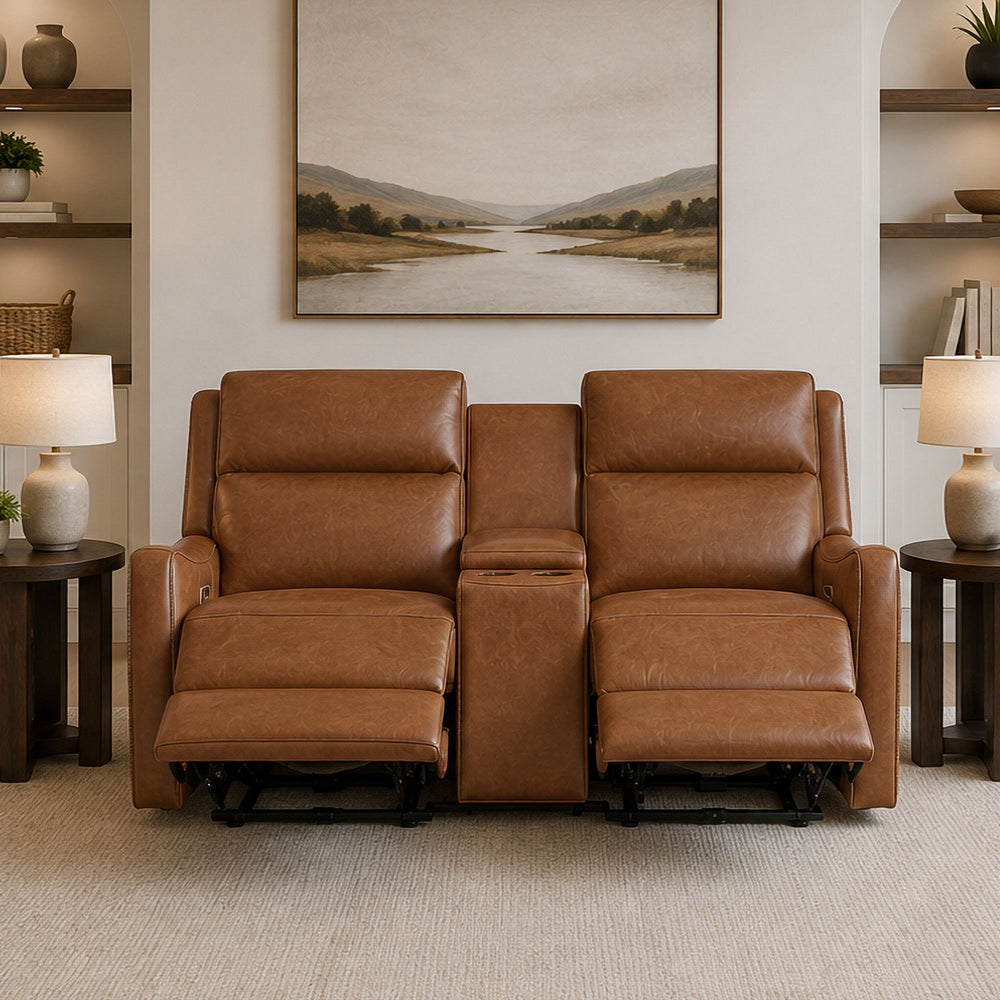 Channing - Power Zero Gravity Tilt Console Loveseat P3 - Renaissance Cinnamon