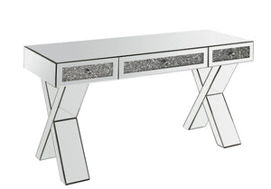 Noralie - 32" Writing Desk - Mirrored & Faux Diamonds