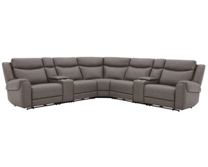 Momentum - Modular Power Reclining Sectional With Power Adjustable Headrests Dark Gray 7 Piece Modular Power Reclining Sectional