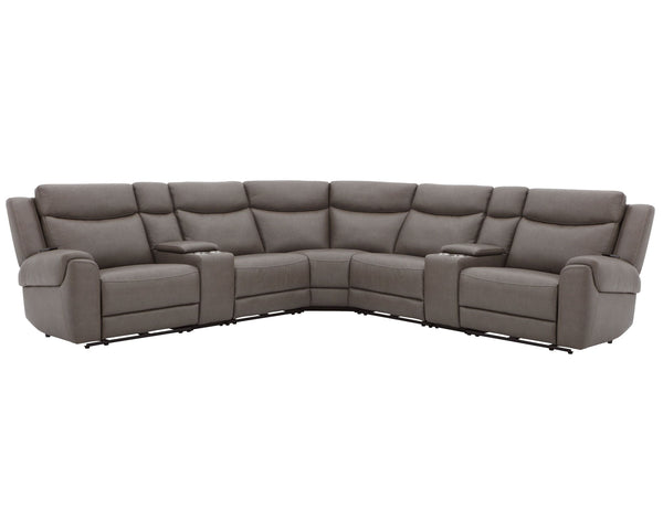 Momentum - Modular Power Reclining Sectional With Power Adjustable Headrests Dark Gray 7 Piece Modular Power Reclining Sectional