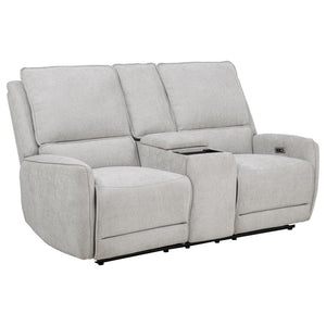 Sylmar - Chenille Upholstered Power Reclining Loveseat - Dove Gray