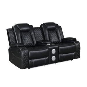 Orion II - Console Loveseat With Dual Recliners Black Manual Reclining