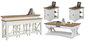 Americana Modern - Cocktail Table Set Cotton 7 Pc. Cocktail Table, 2 Chairside Tables, Console Table, 3 Stools