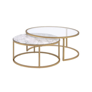 Shanish - Nesting Table Set - Faux Marble Top & Gold