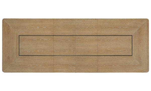 Escape - Dining Rectangular Table With Console And 8 Caster Chairs - Glazed Natural Oak Black Metal Trim