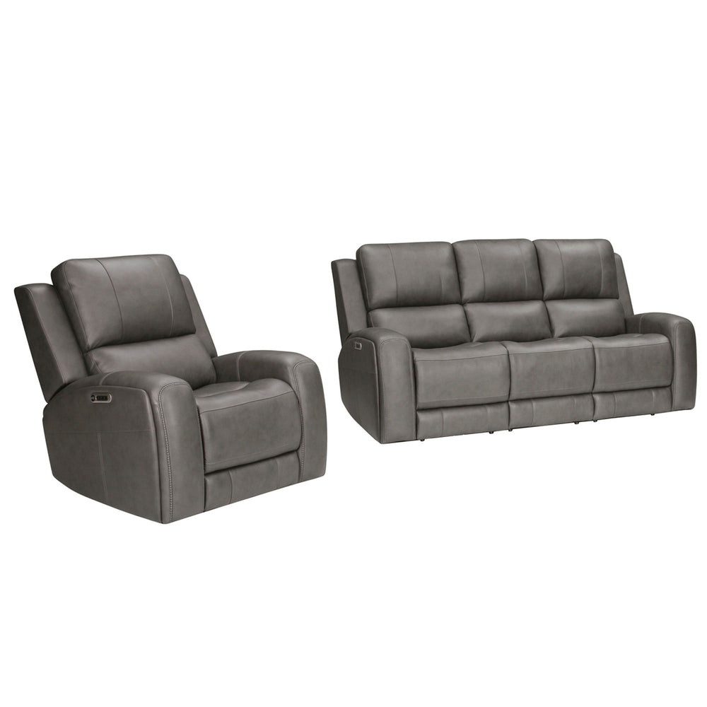Belmont - Zero Gravity Power Reclining Living Room Set Dark Gray 3 Pc. Sofa, 2 Recliners