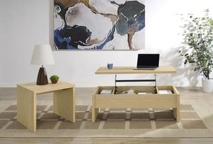 Canoga - Lift Top Cocktail Coffee Table Set - Light Oak Light Brown 2 Pc. Coffee Table, End Table