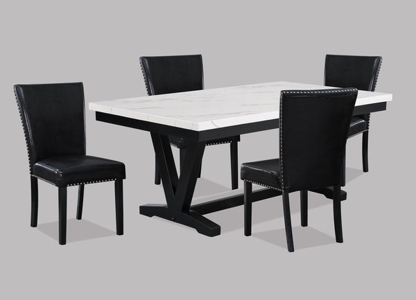 Tanner - 5 Piece Dining Room Set - White / Black