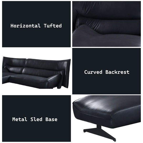 Maeko - Sectional Sofa - Dark Gray Top Grain Leather