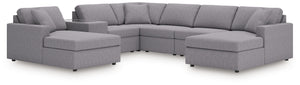 Modmax - Granite - Sectional Gray 7 Pc. Sectional With Laf And Raf Corner Chaises And With Storage Console