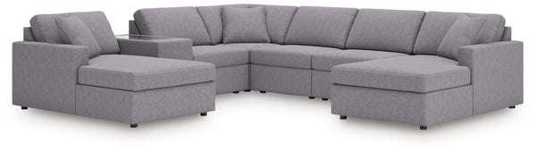 Modmax - Granite - Sectional Gray 7 Pc. Sectional With Laf And Raf Corner Chaises And With Storage Console