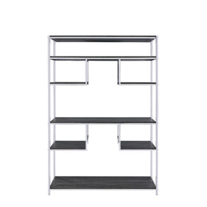 Vonara - Bookshelf - Rustic Gray Oak & Chrome