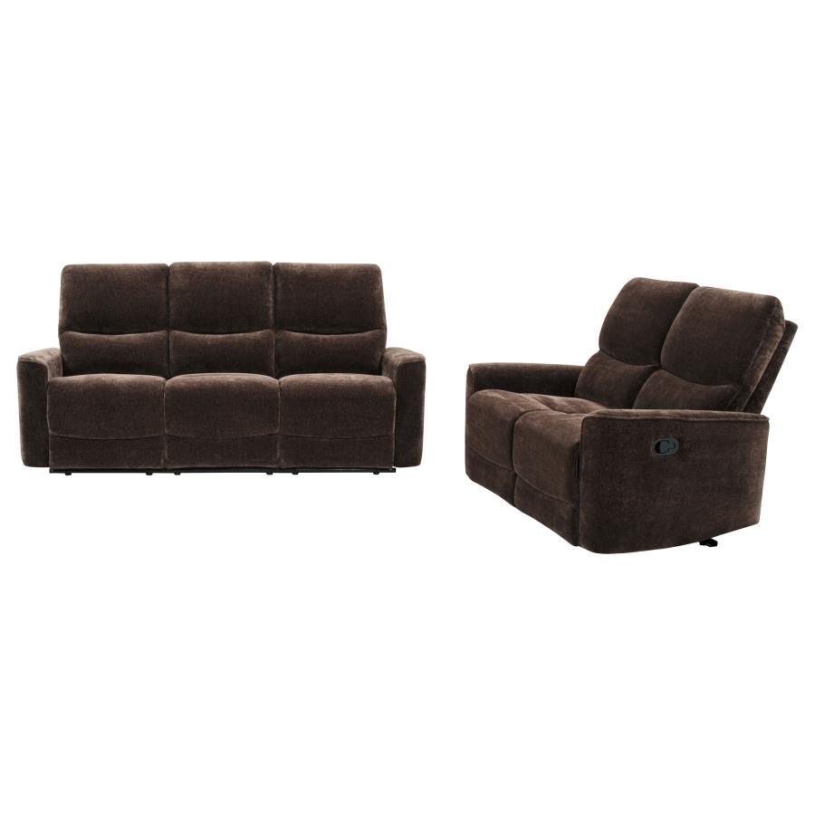 Navarro - Upholstered Reclining Sofa Set Dark Brown 2 Pc. Sofa, Loveseat