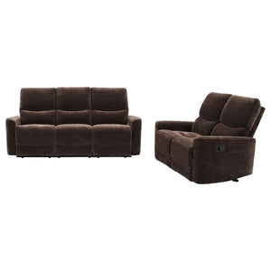 Navarro - Upholstered Reclining Sofa Set Dark Brown 2 Pc. Sofa, Loveseat