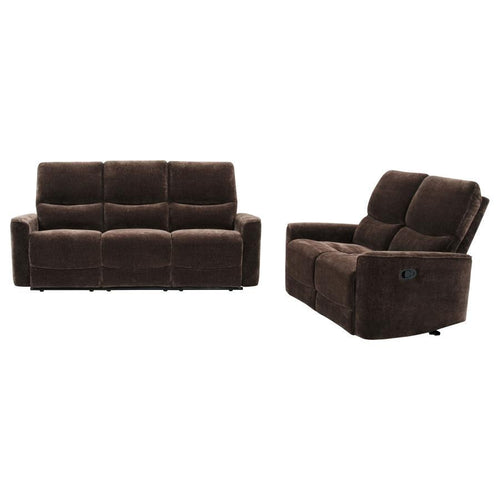 Navarro - Upholstered Reclining Sofa Set Dark Brown 2 Pc. Sofa, Loveseat