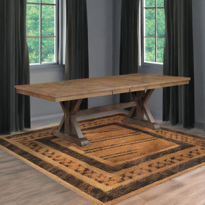 Pascaline - Dining Table - Gray Fabric, Rustic Brown & Oak