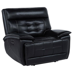 Hewitt - Leather Upholstered Dual Power Recliner Chair - Black