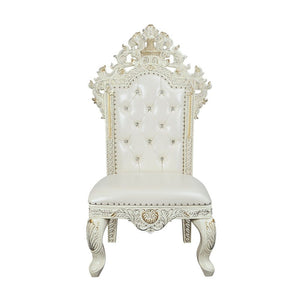 Adara - Side Chair (Set of 2) - Pearl White Synthetic Leather & Antique White