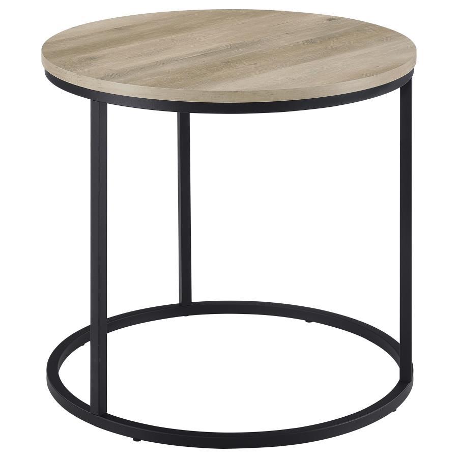 Lainey - Round Faux Marble Side End Table Dark Gray